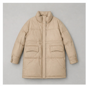 Manteau d'hiver en cuir de mouton pour femmes, mi-long, <span class=keywords><strong>col</strong></span> montant, veste décontractée pour un usage quotidien - Product Image 2