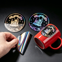 Autocollant rond pour emballage de marque, impression holographique PET, imperméable, logo personnalisé, adhésif puissant