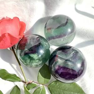 Wholesale Hand Carved <b>Crystal</b> Ball rainbow Fluorite Sphere Healing Quartz <b>Crafts</b> for Decoration - Product Image 2