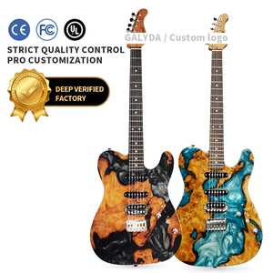 Guitare électrique 6 cordes fabriquée en usine, modèle ST/TL, placage en résine imitation bois, manche en érable carbonisé, frettes en acier inoxydable, micros S-S-H - Product Image 1
