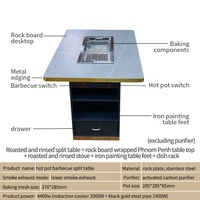 Yawei – table de barbecue et de rinçage de style chinois, 730, tube noir et or, pot chaud de barbecue, table de plaque de roche