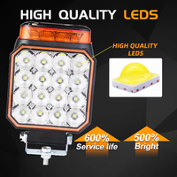 4 Zoll 48W LED-Arbeitsscheinwerfer Flutlicht Offroad Stroboskop Blinklicht Bernsteinfarbenes Signalleuchte für Schaufelbagger, Baumaschinen, Gabelstapler, Lader