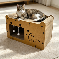 Arbre à chat moderne de luxe, tour à chat d'intérieur, griffoir, maisonnette pour chat, jouet en carton, 1 niveau, assemblage facile