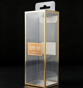 Caja de regalo rectangular transparente de plástico PET con impresión en lámina dorada para manualidades y empaques de regalo - Product Image 4