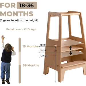 <span class=keywords><strong>Torre</strong></span> de pie de plataforma ancha ajustable de 3 alturas, <span class=keywords><strong>torre</strong></span> de aprendizaje de madera contrachapada de abedul para niños pequeños con riel de seguridad para cocina y baño - Product Image 4