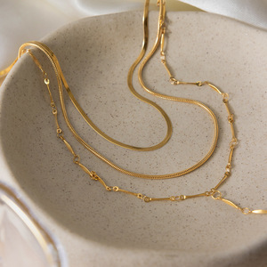 Collier géométrique superposé en acier inoxydable 18K, chaîne en Y, bijoux de mode pour les loisirs - Product Image 4