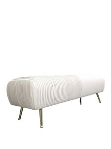 Banc ottoman moderne de luxe durable et écologique en bois et métal avec pieds dorés, design contemporain pour chambre à coucher, salon, meubles de maison - Product Image 3