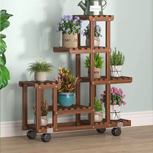 Soporte de Madera Maciza para Plantas de Estilo Chino Moderno, Multinivel, para Suculentas, Bonsáis, Interior, Sala de Estar, Almacenamiento - Product Image 1
