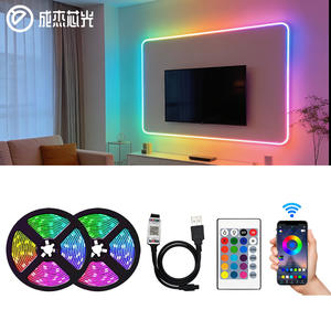 Bande <span class=keywords><strong>LED</strong></span> <span class=keywords><strong>Bluetooth</strong></span> 5V 5050 30 <span class=keywords><strong>LED</strong></span>, 24 touches, <span class=keywords><strong>ruban</strong></span> lumineux auto-adhésif à éclat doux pour la décoration sous les armoires de la chambre et de la salle de bain - Product Image 1