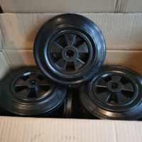 Roues en caoutchouc massif noir industrielles de 6 pouces et 8 pouces avec noyau en PP, roue pivotante pour conteneur à déchets de rue