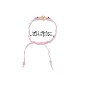 Bracciale con conchiglie e cristalli, con perline e ciondolo a conchiglia, accessorio di moda per donna. - Product Image 2