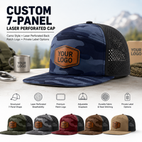 Casquette Trucker Camouflage Personnalisée avec Logo Brodé, 7 Panneaux, Visière Plate, Maille Respirante, Fermeture Snapback, pour Chasse, Pêche, Tactique, Extérieur