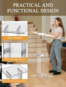 Hiện đại rõ ràng Acrylic bục đứng 45.5 "Kệ lưu trữ chuyên nghiệp trình bày bục đọc sách nền tảng kệ trưng bày - Product Image 3