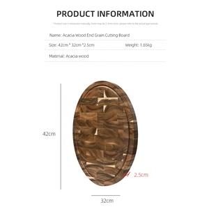 Akazien holz runde ovale Form Hack klotz Ende Korn Schneide brett - Product Image 2