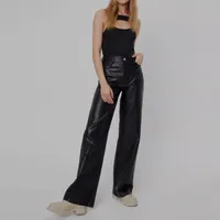 Pantaloni da donna a vita alta con pantaloni a gamba larga dritti alla moda di vendita calda