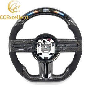 พวงมาลัยคาร์บอนไฟเบอร์แบบกำหนดเอง CCExcellent พร้อมไฟ LED สำหรับรถฟอร์ด มัสแตง จีที ปี 2005/2006/2007/2008/2009 - Product Image 1