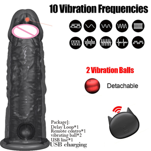 Vibrierende Kondome Vergrößerung für Männer Wieder verwendbare Kondome Dildo Vibrator Penis Ring Ärmel Adult Sex Shop Sex - Product Image 5