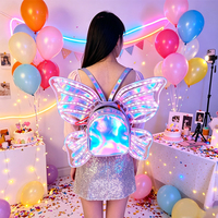 Sac à dos LED lumineux en forme d'aile de papillon, holographique et lumineux pour Carnaval, Halloween, Rave, Club, Événement, Accessoires de Cosplay