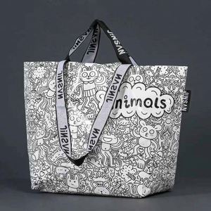 Nouveaux sacs de courses en plastique tissé personnalisés, imperméables, en polypropylène laminé, sacs fourre-tout réutilisables pliables avec logos, pour usage commercial - Product Image 6