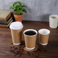 Gobelets à café en papier à double paroi écologiques avec logo personnalisé, avec couvercles, gobelets jetables biodégradables à emporter, ISO9001 FSSC BRCGS