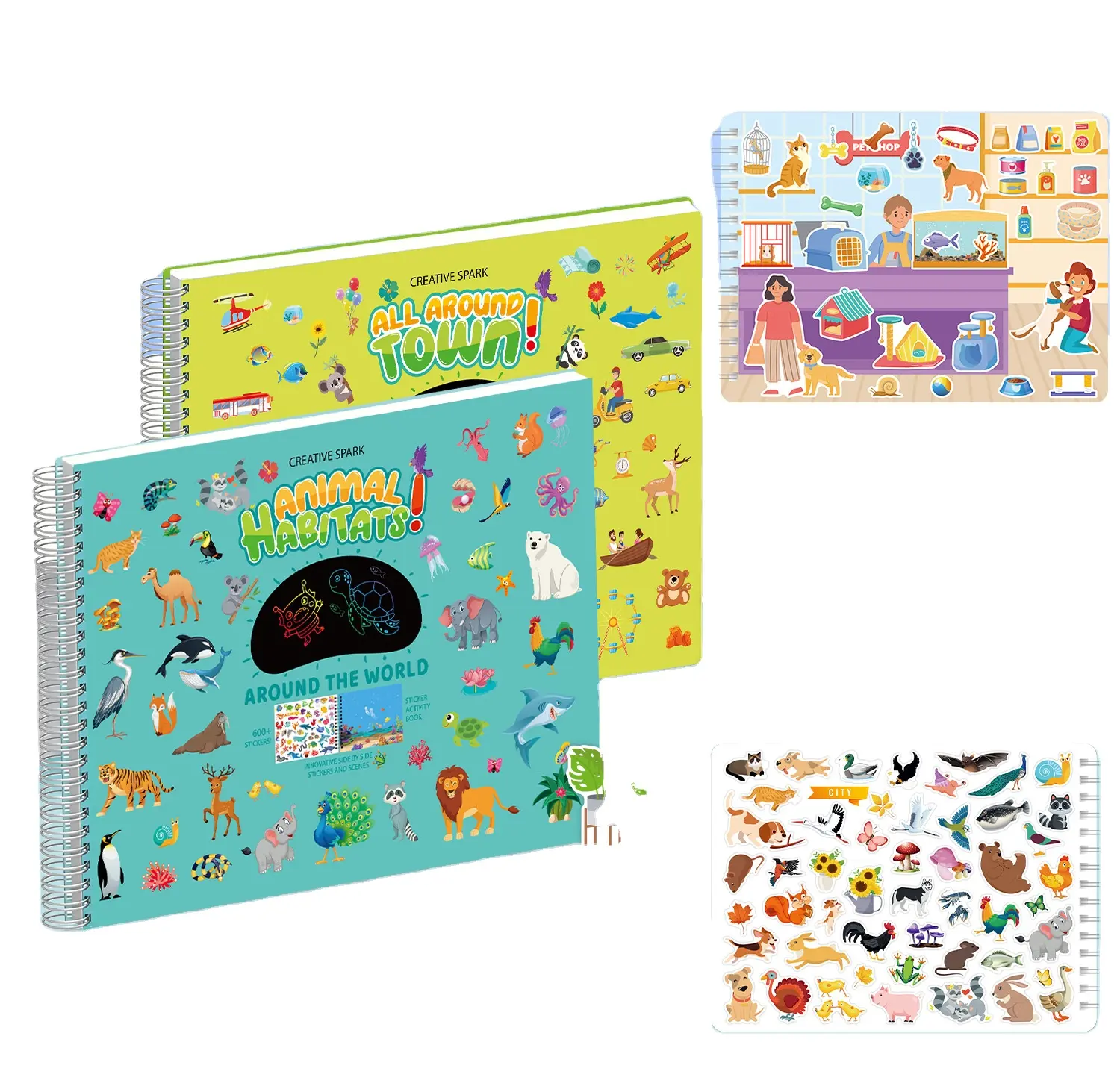 Scence all around city Sticker activity Books for Kids with colorful pens Fun Coloring Activity Book for children