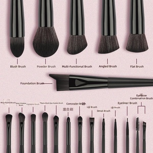 ชุดแปรงแต่งหน้า 18 ชิ้น ขนแปรงไนลอน ด้ามไม้สีดำด้าน สำหรับคอนซีลเลอร์ คอนทัวร์ เบลนดิ้ง ชุดเครื่องสำอางมืออาชีพ - Product Image 2