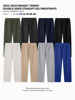 Pantalon de survêtement droit pour homme en tissu double face, taille élastique avec cordon de serrage, respirant, décontracté, coupe ample avec poches latérales