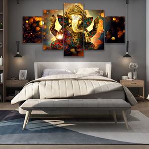 高品質5パネルキャンバスプリント、家の装飾のためのヒンドゥー教の神の肖像画キャンバスプリント壁画像 - Product Image 6