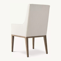 Fauteuil RH vintage de style campagnard français, écologique, durable, en bois massif vieilli, rembourré en tissu, pour salles à manger d'hôtel