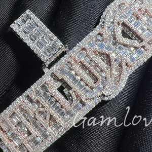 Pendentif Hip Hop Glacé Personnalisé pour Hommes en Or Jaune 18K Diamants de Laboratoire 2025 Bijoux de Rappeur Cadeau Parfait Collier Lettre de Diamant - Product Image 1