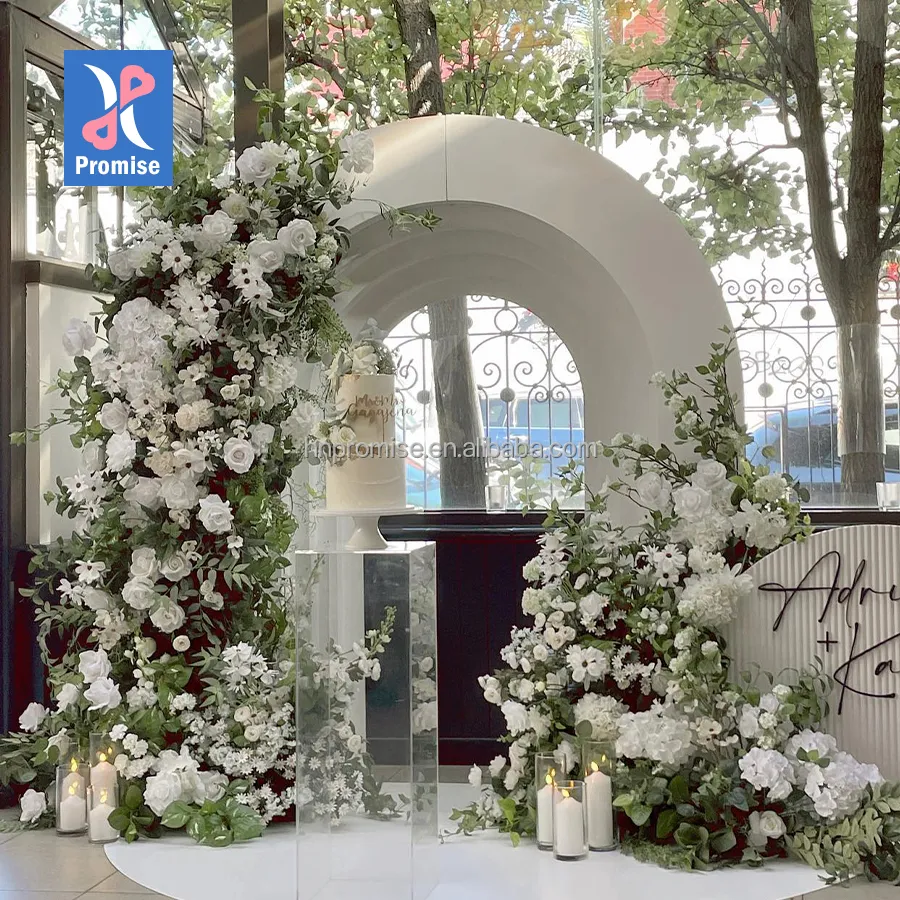 Fondo de flores de boda personalizado, flores artificiales, arreglo de arco Floral barato