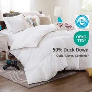 5 Star Hotel Duck Goose Feather Down Quilt Duvet 100% Cotton Downproof Shell Queen King Size Comforter OEKO RDS Certified Skin-F