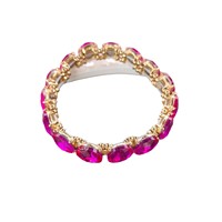 Bracelet Perlé Tendance Multicolore en Strass et Cristal, Manchette Élastique Plaqué Or pour Femme, Idéal Soirée