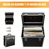 Boîte de rangement pour disques vinyles LP 12 pouces, boîte de rangement robuste pour disques vinyles, boîte verrouillable, boîte à outils, étui de transport