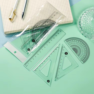 Juego de 4 Reglas Triangulares de Ángulo Recto de Plástico ABS Transparente de Alta Calidad con Logotipo Personalizado para Uso Escolar y Doméstico - Product Image 6