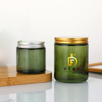 Großhandel leer 4 Unzen gefrostet fertig Kerzen gefäße 8 Unzen mattschwarz bernstein blau Glas Kerzen gläser mit Silber Gold Metall deckel
