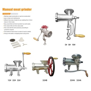 32 # Picadora de <span class=keywords><strong>Carne</strong></span> <span class=keywords><strong>Manual</strong></span> de Acero Inoxidable con Rueda de Correa - Product Image 5