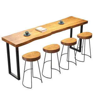 바 카페를 위한 금속 다리 막대기 테이블을 가진 현대 산업 불규칙한 가장자리 단단한 나무 정상