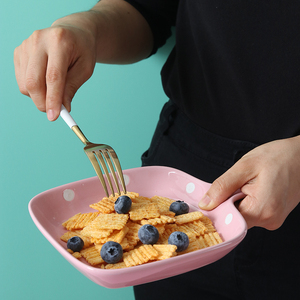 Bol à salade de fruits, bol à soupe, bol à riz en céramique Pok créatif avec poignée, pour étudiant, usage domestique, adorable et original - Product Image 4