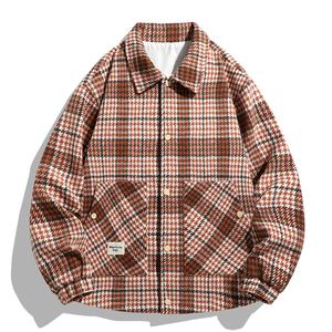 Veste décontractée pour <span class=keywords><strong>homme</strong></span> à <span class=keywords><strong>carreaux</strong></span> pied-de-poule classique, coupe ample, style rétro streetwear, col rabattu, boutonnée - Product Image 1