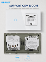 Enchufe de Pared con Carga Rápida PD de 20 W, Panel de Vidrio Tipo 157, Interruptor Táctil con Puerto USB Tipo C, Tomacorriente para el Hogar y la Oficina