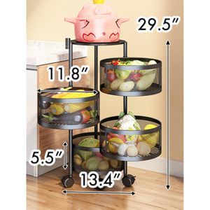 Cesta de Almacenamiento de Frutas y Verduras Oniya de 4 Niveles, Estante de Almacenamiento Giratorio Redondo de Múltiples Capas para Cocina - Product Image 6