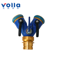 Volla 360 Swivel 2-Way Fire Hose Splitter-2.5MPa Pembagi Air Penstabil Aliran Pegangan Anti-Kunci Pengukur Tekanan 6.0 MPa Tahan Tekanan Tinggi