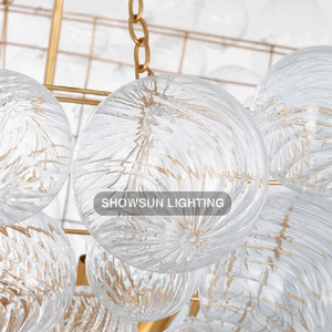 현대 샹들리에 거실 교수형 빛 빌라 라운드 유리 샹들리에 - Product Image 3