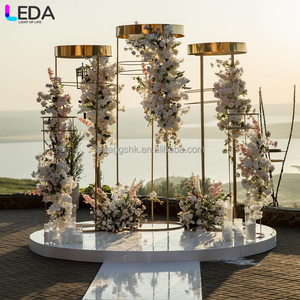 LEDA Wedding Decoration Circle Gold Metal Arch <b>Backdrop</b> Round Arch <b>Stand</b> for wedding party decor - Product Image 1