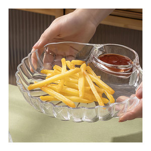 Plateau de service à dessert à biscuits Plateau à croustilles <span class=keywords><strong>en</strong></span> <span class=keywords><strong>verre</strong></span> <span class=keywords><strong>Compartiment</strong></span> Fromage Apéritif <span class=keywords><strong>Assiette</strong></span> - Product Image 5