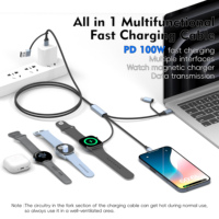 Cable USB Multifunción 5 en 1, Cable de Datos de Carga Rápida PD de 100 W con Trenzado de Nailon para Teléfono Móvil, Tableta, Auriculares, Computadora, Duradero
