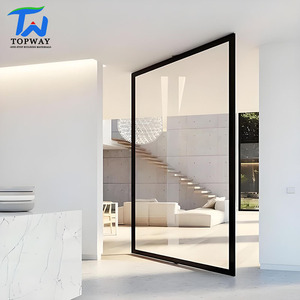 Puerta Pivotante de Aluminio y Vidrio Personalizable TW - Entrada Principal de Alta Resistencia para Apartamentos y Uso Exterior, Diseño Moderno - Product Image 1