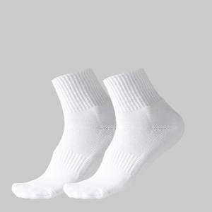 <b>Men's</b> Crew <b>Socks</b> 100% Cotton Knitted Breathable Daily Wear <b>White</b> Logo on Cuff Summer Style - Product Image 3