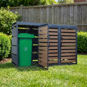 <span class=keywords><strong>Abri</strong></span> pour <span class=keywords><strong>poubelles</strong></span> triple, <span class=keywords><strong>3</strong></span> bacs, en acier galvanisé, durable, écologique, pour rangement extérieur - Product Image 1